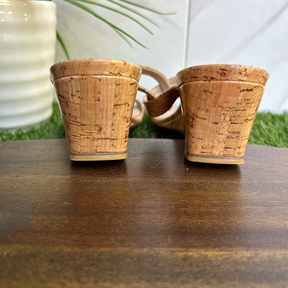 STUART WEITZMAN Aleena Square Toe Wedge Slide SANDAL size SIZE 10 Natural. Cork - Picture 7 of 16